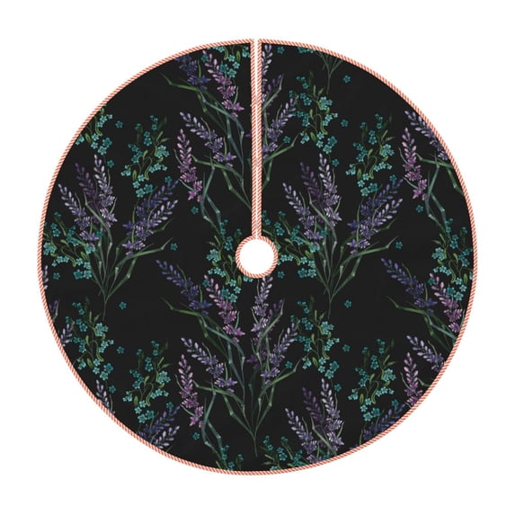 Bingfone Christmas Tree Skirt Mat Christmas Decoration Interior 30" -Lavender Flowers