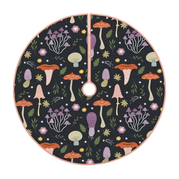 Bingfone Christmas Tree Skirt Mat Christmas Decoration Interior 30" -Mushrooms