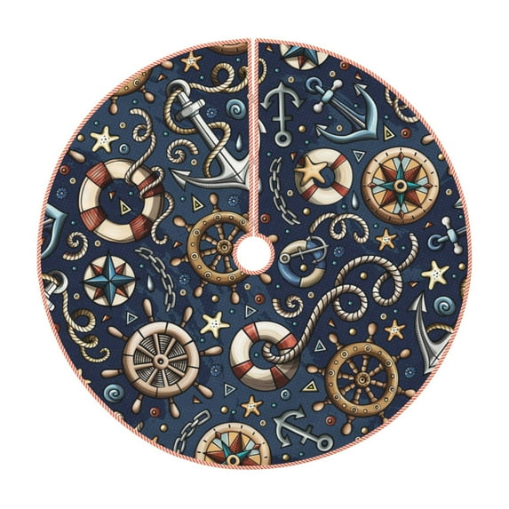 Bingfone Christmas Tree Skirt Mat Christmas Decoration Interior 30"-Nautical