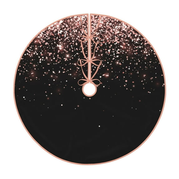 Bingfone Christmas Tree Skirt Mat Christmas Decoration Interior 30"-Rose Gold Glitter1