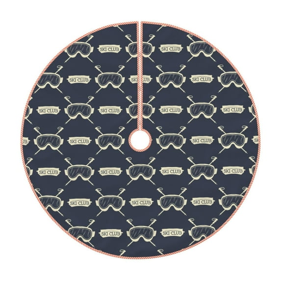 Bingfone Christmas Tree Skirt Mat Christmas Decoration Interior 30" -Ski Goggles Vintage Print