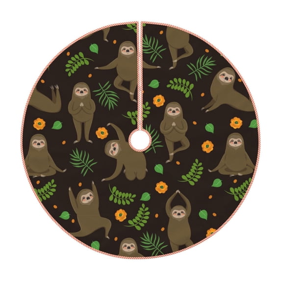 Bingfone Christmas Tree Skirt Mat Christmas Decoration Interior 30"-Sloth Doing Yoga