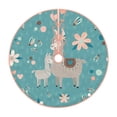 thumbnail image 1 of Bingfone Christmas Tree Skirt Mat Christmas Decoration Interior 30"-Teal Mama Llama, 1 of 8