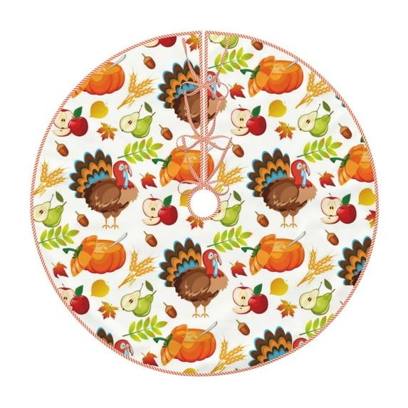 Bingfone Christmas Tree Skirt Mat Christmas Decoration Interior 30"-Thanksgiving Turkey