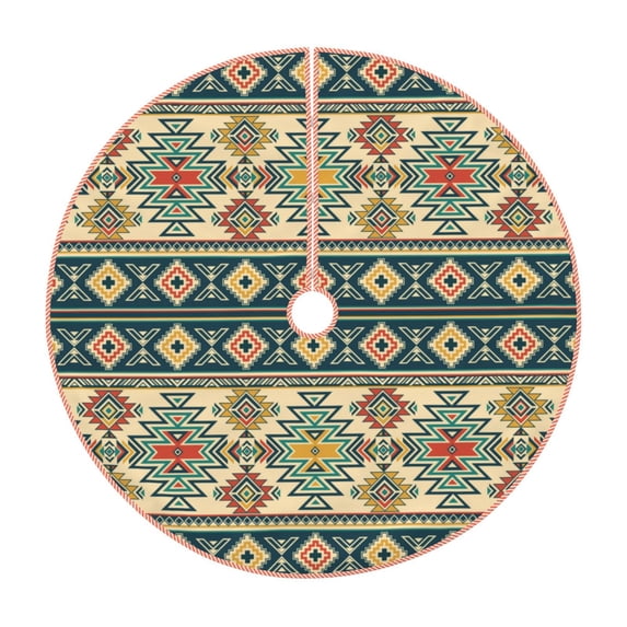 Bingfone Christmas Tree Skirt Mat Christmas Decoration Interior 30" -Traditional Tribal Aztec1