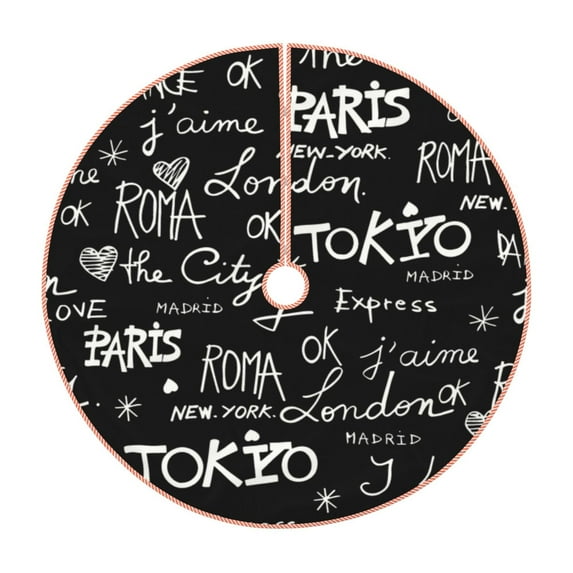 Bingfone Christmas Tree Skirt Mat Christmas Decoration Interior 30"-Travel The World