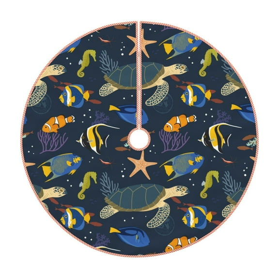 Bingfone Christmas Tree Skirt Mat Christmas Decoration Interior 30" -Undersea Animals