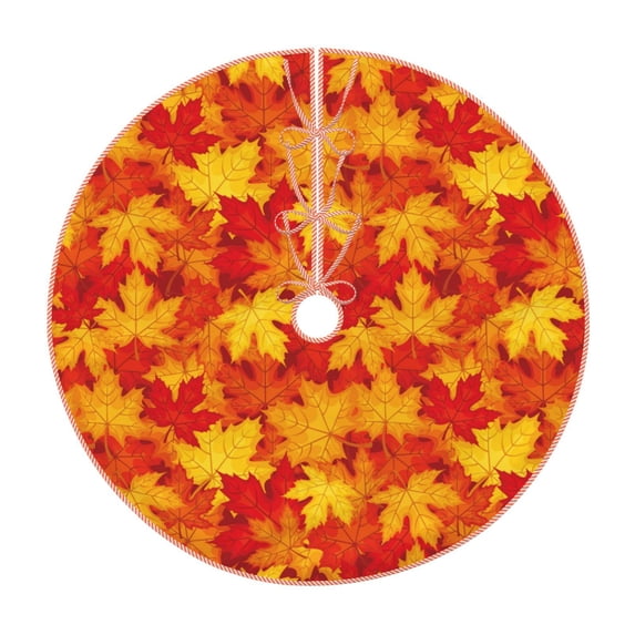 Bingfone Christmas Tree Skirt Mat Christmas Decoration Interior 30" -Vintage maple leaves autumn