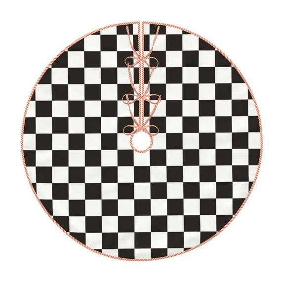 Bingfone Christmas Tree Skirt Mat Christmas Decoration Interior 36"-Black And White Checkerboard