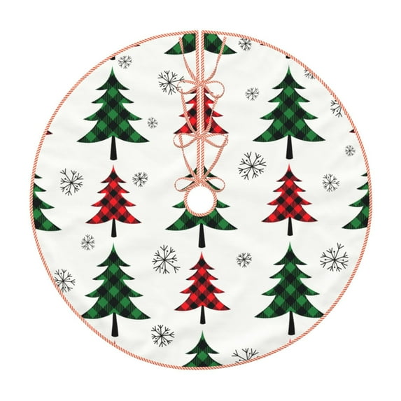 Bingfone Christmas Tree Skirt Mat Christmas Decoration Interior 36"-Buffalo Plaid Christmas Trees