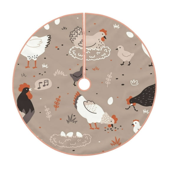 Bingfone Christmas Tree Skirt Mat Christmas Decoration Interior 36"-Chicken