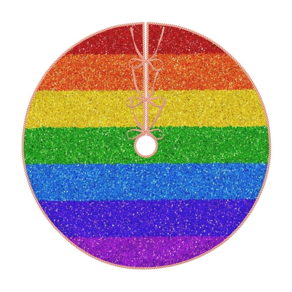 Bingfone Christmas Tree Skirt Mat Christmas Decoration Interior 36"-Colorful Glitter Rainbow