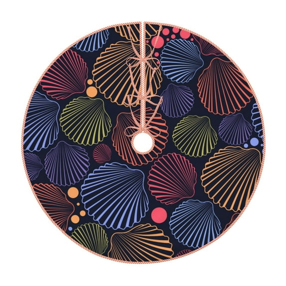 Bingfone Christmas Tree Skirt Mat Christmas Decoration Interior 36"-Colorful Shells