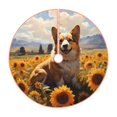 thumbnail image 1 of Bingfone Christmas Tree Skirt Mat Christmas Decoration Interior 36" -Cute Corgi Sunflower, 1 of 1