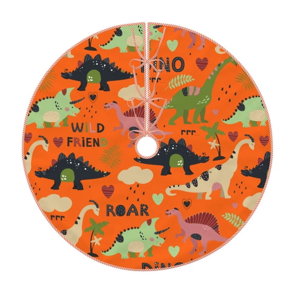 Bingfone Christmas Tree Skirt Mat Christmas Decoration Interior 36"-Cute Dinosaurs