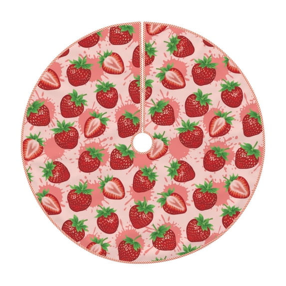 Bingfone Christmas Tree Skirt Mat Christmas Decoration Interior 36" -Cute Strawberry