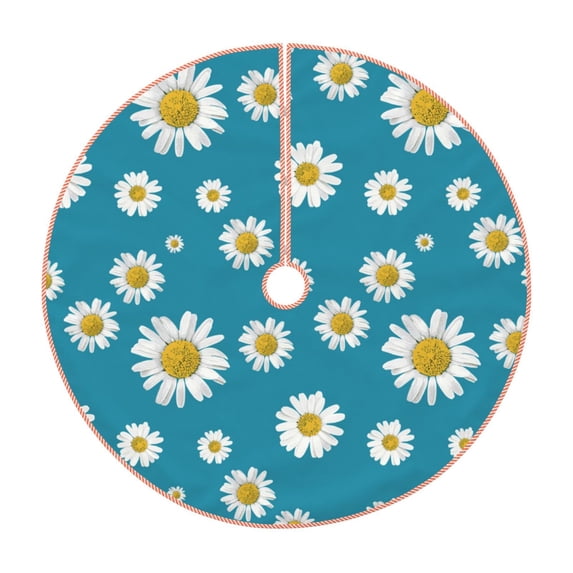 Bingfone Christmas Tree Skirt Mat Christmas Decoration Interior 36" -Daisies Flowers
