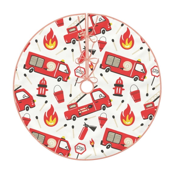 Bingfone Christmas Tree Skirt Mat Christmas Decoration Interior 36"-Fire Truck
