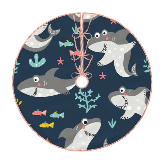 Bingfone Christmas Tree Skirt Mat Christmas Decoration Interior 36"-Friendly Smiling Sharks
