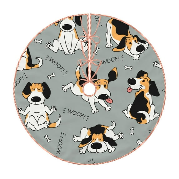 Bingfone Christmas Tree Skirt Mat Christmas Decoration Interior 36"-Funny Beagle Active Dog