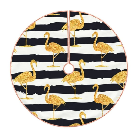 Bingfone Christmas Tree Skirt Mat Christmas Decoration Interior 36"-Gold Flamingo