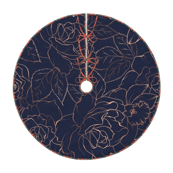Bingfone Christmas Tree Skirt Mat Christmas Decoration Interior 36"-Navy Dark Blue