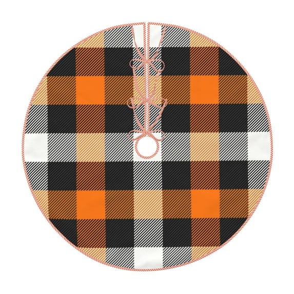 Bingfone Christmas Tree Skirt Mat Christmas Decoration Interior 36"-Orange Plaid
