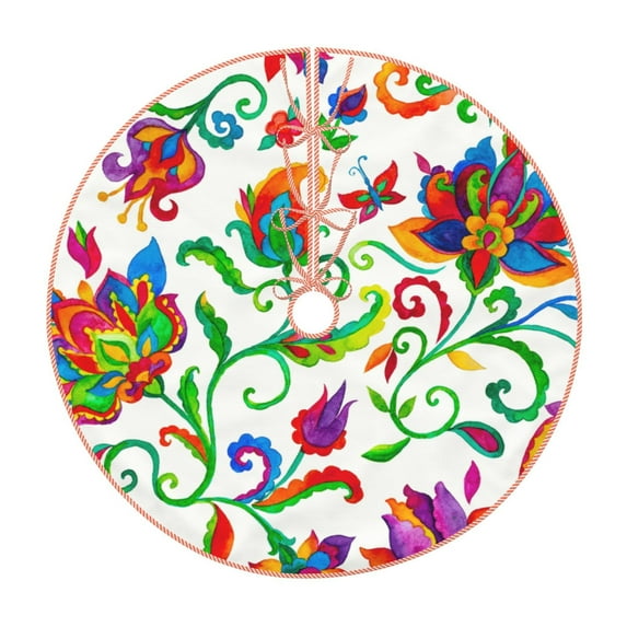 Bingfone Christmas Tree Skirt Mat Christmas Decoration Interior 36"-Paisley