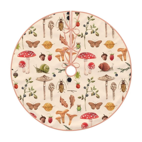 Bingfone Christmas Tree Skirt Mat Christmas Decoration Interior 36"-Retro Autum Mushrooms