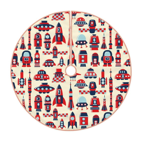 Bingfone Christmas Tree Skirt Mat Christmas Decoration Interior 36"-Rocket Pattern