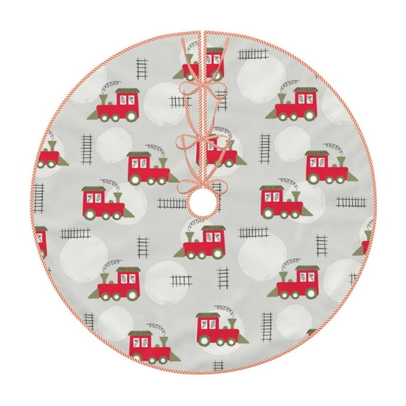Bingfone Christmas Tree Skirt Mat Christmas Decoration Interior 36" -Trains