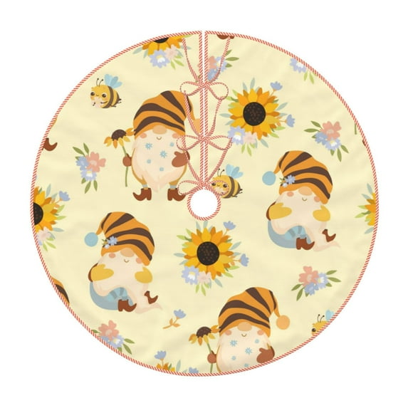 Bingfone Christmas Tree Skirt Mat Christmas Decoration Interior 36"-Watercolor Bee Honey