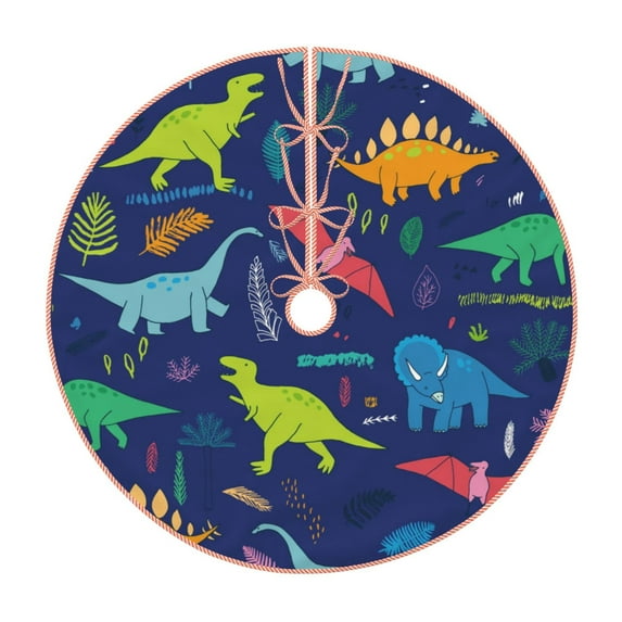 Bingfone Christmas Tree Skirt Mat Christmas Decoration Interior 48"-Dinosaurs With Palms