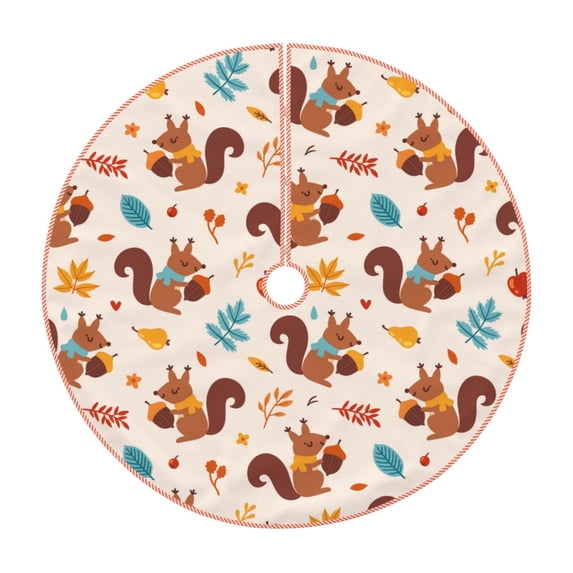 Bingfone Christmas Tree Skirt Mat Christmas Decoration Interior 48" -Forest Squirrel Nuts