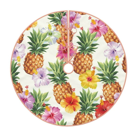 Bingfone Christmas Tree Skirt Mat Christmas Decoration Interior 48"-Hawaiian Pineapples