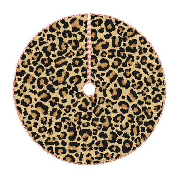Bingfone Christmas Tree Skirt Mat Christmas Decoration Interior 48"-Leopard Print