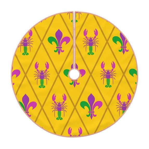 Bingfone Christmas Tree Skirt Mat Christmas Decoration Interior 48"-Mardi Gras Crayfish And Fleur De Lis