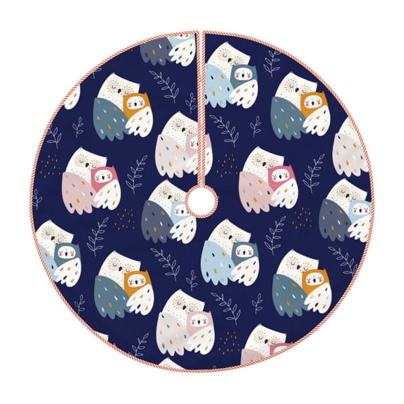 Bingfone Christmas Tree Skirt Mat Christmas Decoration Interior 48" -Mom And Baby Owls