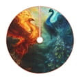 thumbnail image 1 of Bingfone Christmas Tree Skirt Mat Christmas Decoration Interior 48" -Red And Blue Fire Peacock, 1 of 6