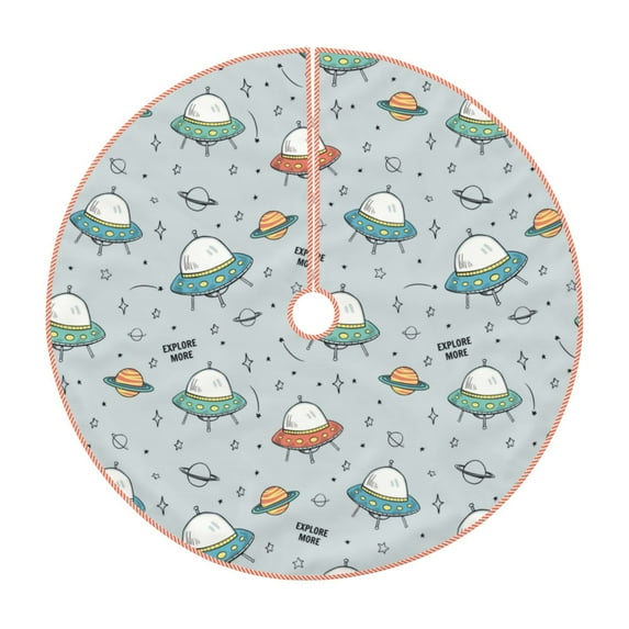 Bingfone Christmas Tree Skirt Mat Christmas Decoration Interior 48" -Spaceship