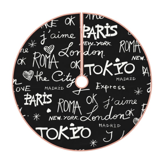 Bingfone Christmas Tree Skirt Mat Christmas Decoration Interior 48"-Travel The World