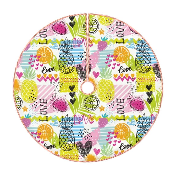 Bingfone Christmas Tree Skirt Mat Christmas Decoration Interior 48" -Tropical Pineapples