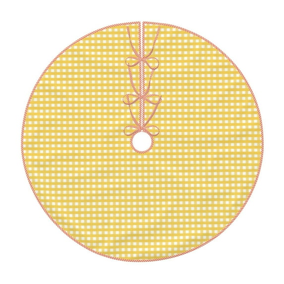 Bingfone Christmas Tree Skirt Mat Christmas Decoration Interior 48"-Yellow Gingham