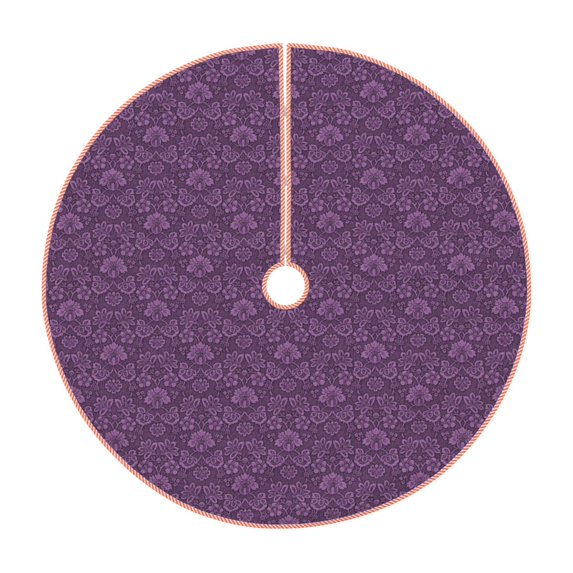 Bingfone Christmas Tree Skirt Mat Christmas Decoration Interior -Retro Florals Purple