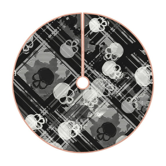Bingfone Christmas Tree Skirt Mat Christmas Decoration Interior -Seamless Pattern With Skulls