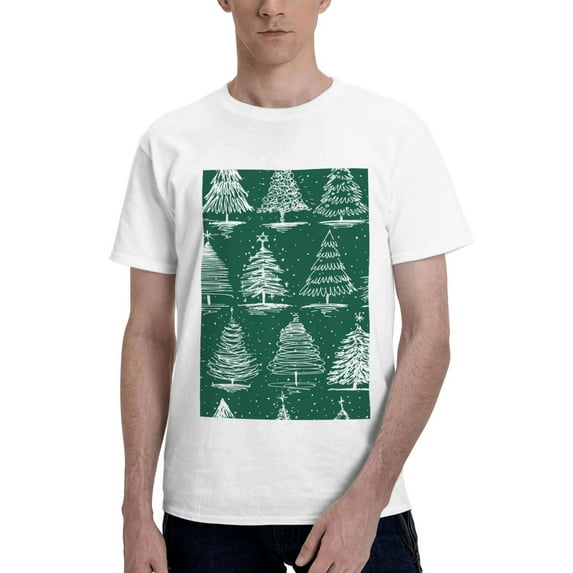 Bingfone Christmas Trees Men'S Loose Fit Short-Sleeve Pocket T-Shirt