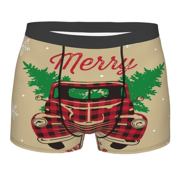 Bingfone Christmas Vintage Red Truck Men'S Underwear - Casual Stretch Boxer Briefs-X-Large