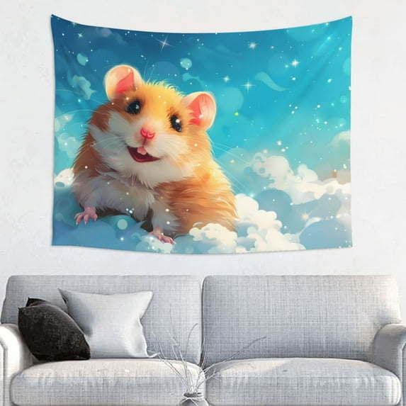 Bingfone Cloud Cute Hamster Tapestry Wall Hanging Decor for Living Room Bedroom Dorm Classroom Office Decor 29x37 Inch