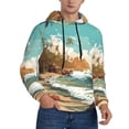 thumbnail image 1 of Bingfone Coastal Palm Beach Men's Drawstring Hoodie Long Sleeve Pocket Sweatshirts-Large, 1 of 6