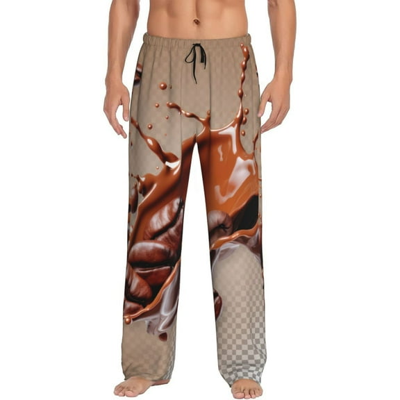 Bingfone Coffee Beans Chocolate Splash Mens All Over Print Sleep Pajama Pants-Small